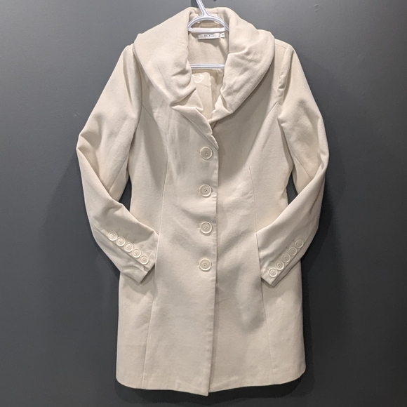 Elegant Winter Pea Coat Creme Coloured Ricki's Size Medium - Picture 1 of 7